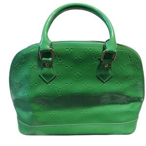 RARE Authentic Louis Vuitton Alma Tonic PM Green Vernis Patent Leather Handbag